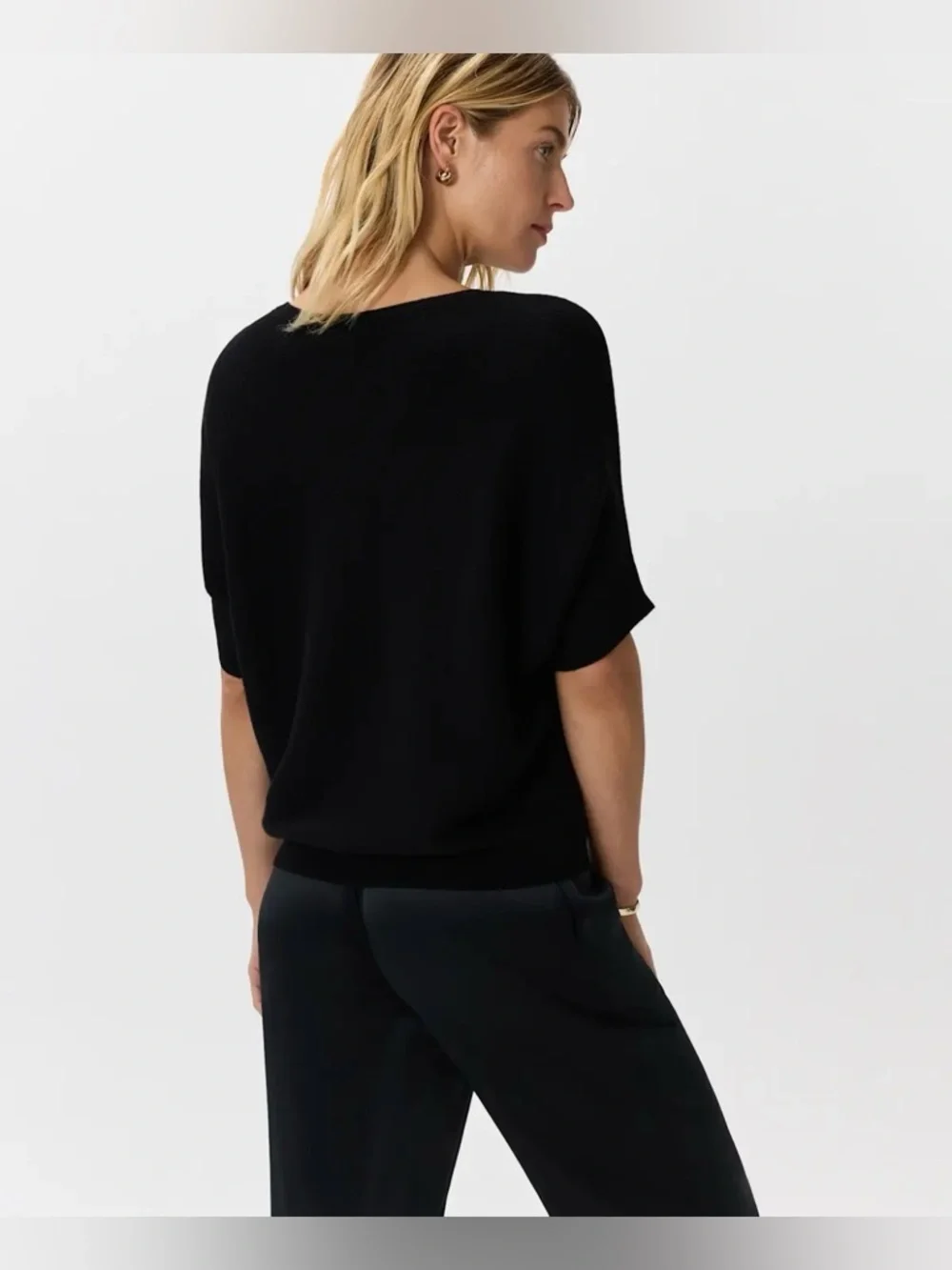NWOT Quince Lightweight Cotton Cashmere Link-Stitch Dolman Sweater - Picture 5 of 9